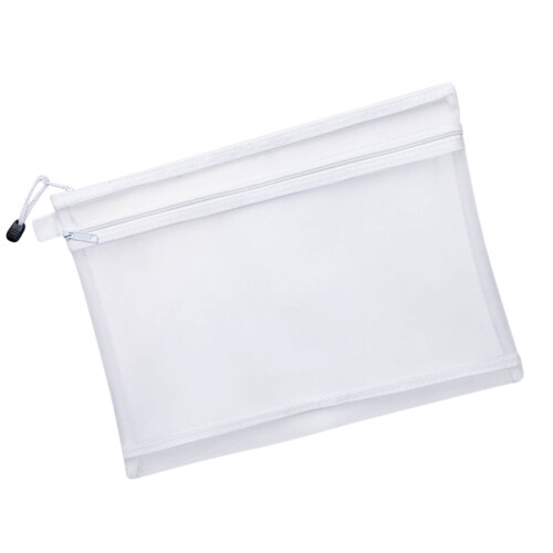 Transparent double-layer mesh file bag white 1