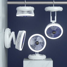 Ikohbadg Multifunktionaler, faltbarer Tischventilator, kleiner, aufladbarer Ventilator mit Nachtlicht, drehbarer Deckenventilator zur Wandmontage,
