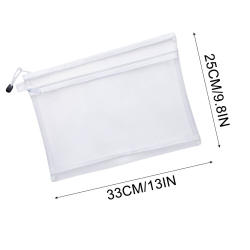 Transparent double-layer mesh file bag with zipper 1 piece 2