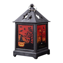 Lámpara de Halloween con forma de calabaza fantasma iluminada, 6,5 x 12 cm, funciona con pilas, ideal para decoración de fiestas, interiores y