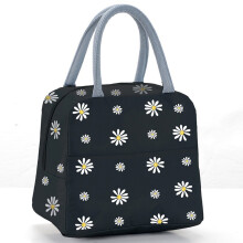 Isolierte Lunchtasche mit Gänseblümchenmuster, Schwarz