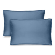 Ensemble de taies d'oreiller Bare Home - Collection Premium1800 - Double brossage - Queen, Bleu Couronne