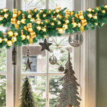 Décorations de Noël Avtoify, guirlande en rotin à suspendre à la porte (2,7 m), boules colorées pour escalier, centre commercial, hôtel, cour,