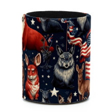 Portapenne compatto da scrivania - Accessorio funzionale per trucco e studio artistico, con motivo animali e bandiera americana