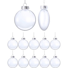 Bexikou Lot de 12 boules de Noël transparentes à remplir, boules décoratives à suspendre pour sapin, décoration de fête