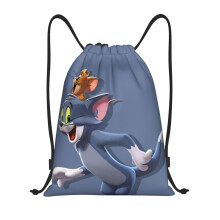 Geantă cu șnur Tom și Jerry clasică, pliabilă, sport, fitness, geantă cu șnur, unisex, geantă de călătorie pentru sporturi de plajă, medie