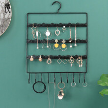 Sieradenstandaard voor het ophangen van ringen en oorbellen, metalen wandorganizer, compatibel met Girls Princ Home Decor
