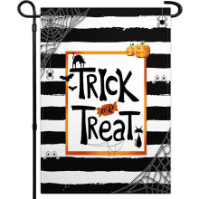 Drapeau de jardin d'Halloween 30 x 45 cm, double face, motif citrouille à rayures, pour la décoration intérieure et extérieure. Décoration de