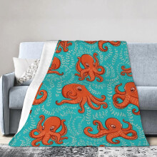 Plaid pieuvre orange, en flanelle ultra douce et chaude, idéal pour canapé, lit, bureau, voiture, couverture confortable en toute saison, cadeau