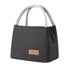 Isolierte Lunchtasche mit großem Fassungsvermögen, wasserdichte Bento-Tasche aus Oxford-Gewebe, Thermotasche für Studenten, Picknicktasche, Schwarz