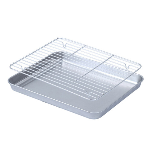 Ensemble de plaque de cuisson et de grille en acier inoxydable