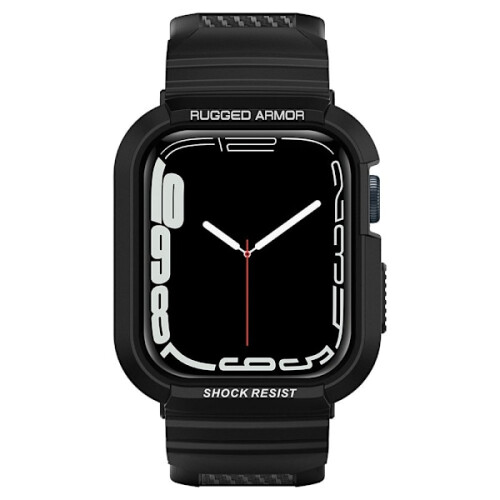 Spigen compatível com Apple Watch de 44/45 mm, capa/pulseira Rugged Armor 'Pro' preta. 1