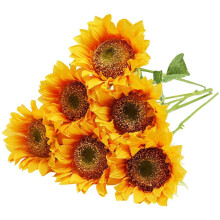Künstliche Sonnenblumen, 6 Stück, langstielige Seidenblumensträuße für Herbstdekorationen, Hochzeiten, Zuhause, Büro, Garten,