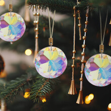 Staron Lot de 12 mini décorations de Noël, boules de cristal à suspendre compatibles avec les sapins de Noël, décorations de mariage et de
