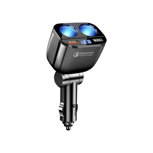Car Charger 60W Dual USB Fast Charging Adapter White ABS 1