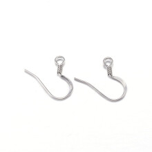 Verkleuringsbestendige Franse oorbelhaakjes van 304 roestvrij staal, horizontale lus, 14x17x2 mm, 2 mm gat, 0,8 mm pin, roestvrij staal