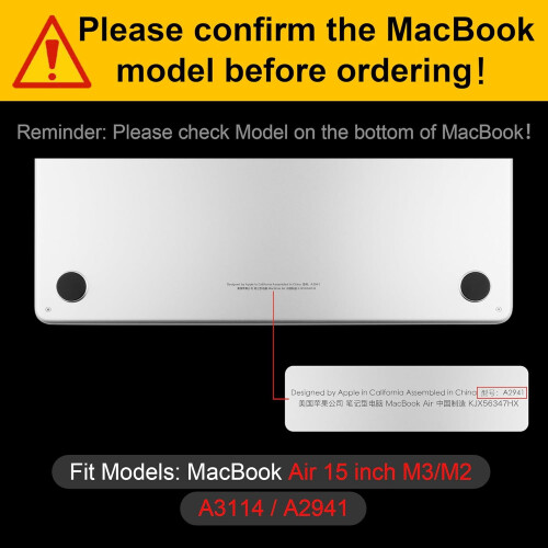 Capa rígida para MacBook Air de 15 polegadas M3/M2 (lançamento de 2024/2023) A3114/A2941 com proteção para teclado. 1