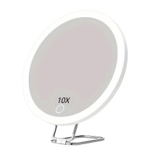 Joyfeel 10/20/30X forstørrelsesspejl med LED-lys og pincet, 360 roterende, bærbart væghængt håndholdt skrivebords makeup-spejl