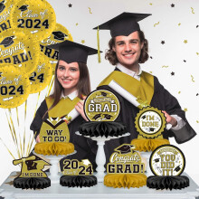 HKUKY2023 Décoration de chapeau en nid d'abeille pour la saison des remises de diplômes, éventail en papier, boule en nid d'abeille, objet