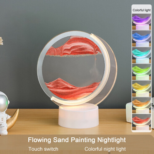Εκπτώσεις! VALSEEL Φωτιστικό Νυκτός USB Streaming Sand Painting, 3D Επιτραπέζιο Φωτιστικό LED,