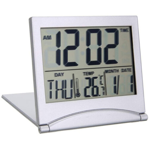 Portable Digital Alarm Clock with LCD Thermometer and 1