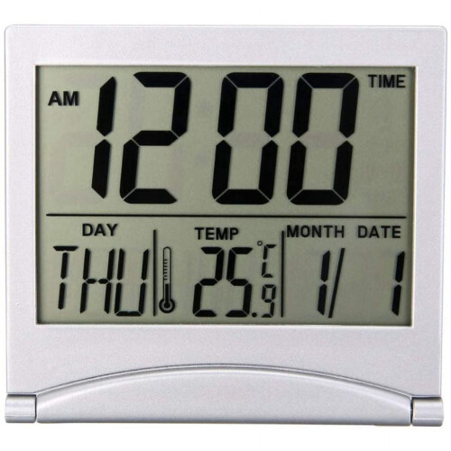 Portable Digital Alarm Clock with LCD Thermometer and 2