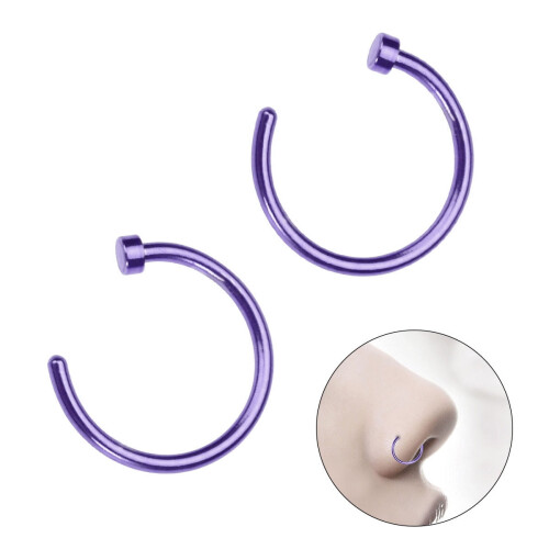 Yuanmiaoke2pcs Unisex Χειρουργικός Δακτύλιος Μύτης από Τιτάνιο Ατσάλι με Ανοιχτό Δακτύλιο 1