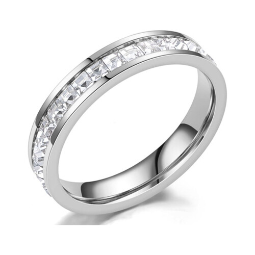 Pink cubic zirconia couple ring smooth square surface 1