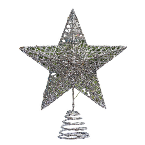 Metal Christmas Tree Topper Star 10 Inch Grey 1