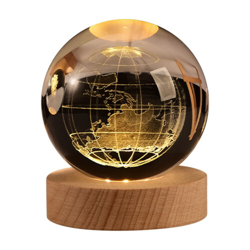 Luminária Noturna Cailmei Calming Stellar Spheres Crystal Ball de 7 cm (2,76 polegadas), com tema de galáxia, Saturno e Sistema Solar, ideal para 1