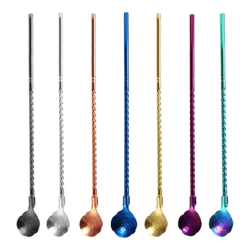 Edelstahl-Strohhalmlöffel-Set (2er-Pack)