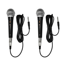 2 microfoni dinamici professionali cablati a mano per una voce nitida, ideali per karaoke e performance musicali.