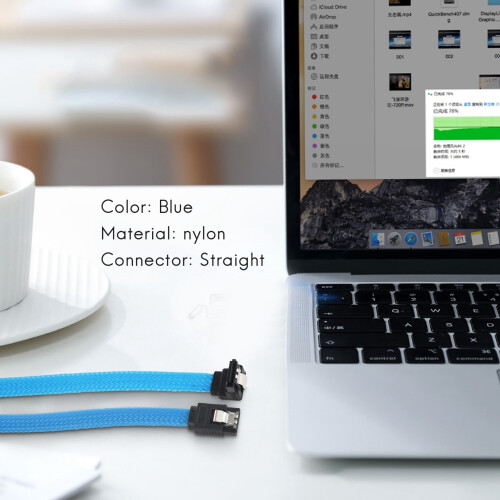 Cabo SATA III, cabo de dados reto de 6 Gbps para HDD e SSD com trava de segurança, 38 cm (15 polegadas), para HDD SATA, SSD, unidade de CD e 2