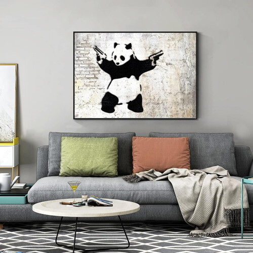 AVOI Banksy Αφίσα Τέχνης Τοίχου Πάντα με Όπλα Εκτύπωση σε Καμβά Δροσερό Διακόσμηση 2