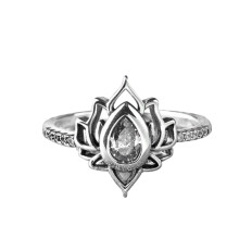 YUEHAO S925 Anemone Ring, compatibel met zilveren sieraden, Zirkon Pinky Ring voor Dames, Cadeau voor Valentijnsdag, Bruiloft, Jubileum