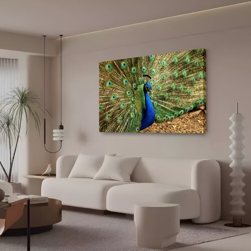 Αφίσα σε καμβά Peacock, διακόσμηση υπνοδωματίου, αθλητικό τοπίο, διακόσμηση 2