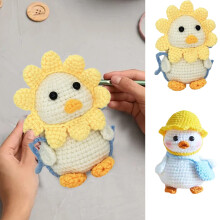 Yakbaofuo Novo Kit de Crochê Artesanal para Iniciantes: Bonecas Pato Pétala e Pato Viajante - Instruções em Inglês - Faça Você Mesmo