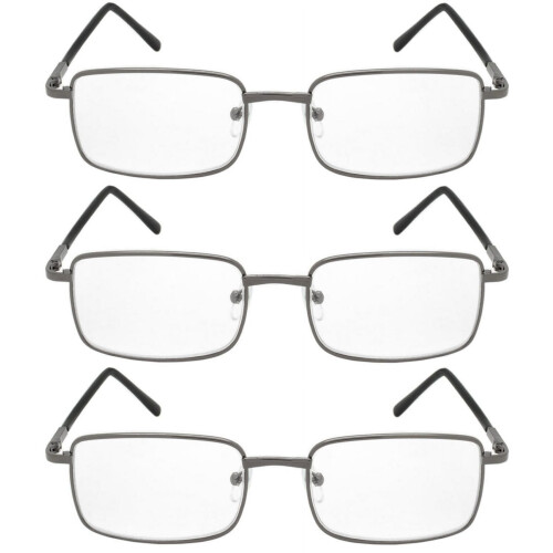 Rectangular Metal Reading Glasses +3.75 3 Pairs 1