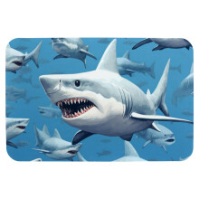 Tapis de bain en mousse à mémoire de forme à motif requin 40 x 60 cm, lavable en machine, antidérapant, séchage rapide, doux et ultra-absorbant