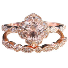 Tot 50% korting op ringen voor dames: modieuze roségouden ringenset met natuurlijke vierkante diamant van 2,8 karaat, perfect als