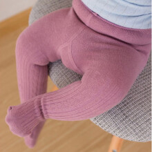 BYHONG Baby Peuter Meisjes Jongens Kabelgebreide Panty Katoenen Leggings met Voetjes Panty's Kousen Broekje 0 tot 6 Jaar Zachte Baby Sokjes Paars4