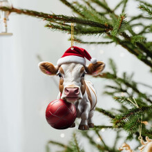Ornement de Noël en forme de vache Honeeladyy, pendentif décoratif en acrylique 2D représentant une vache de dessin animé, idéal pour le sapin
