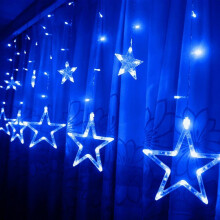 Guirlande lumineuse étanche Sinhonon 12 étoiles 138 LED, 8 modes de clignotement, bleue - Idéale pour la décoration de Noël, mariage, fête,