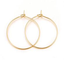 10 stk. 316 rustfri stål vinglas vedhæng, hoop øreringe, gør-det-selv materiale, ægte 18 karat forgyldt, 21 gauge, 29x25x0,7 mm