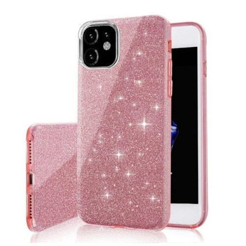 Compatível com iPhone 14 Pro Max - Capa 3 em 1 Elegante e Macia com Glitter Rosa