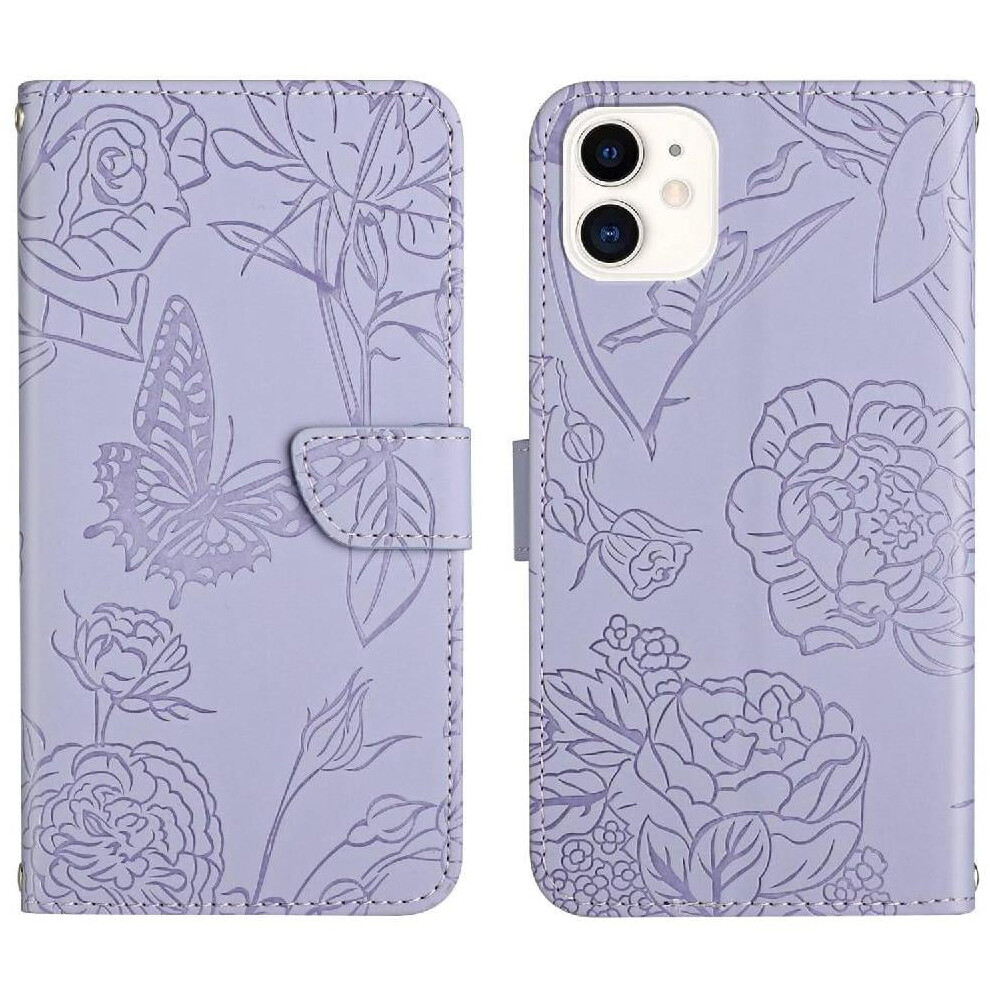 Case For Compatible With Iphone 11 With Wrist Strap Flowers And Butterflies Shockproof Leather Case Pu Leather Flip Cover Anti-Drop Protection 9009791190403