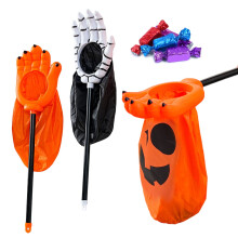 SUSUchens Halloween-Süßigkeitentüte mit gruseligen Skeletthänden und -krallen, ideal für Halloween-Kostüme, weiß