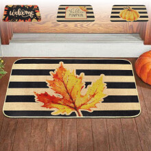 Tapis décoratif d'automne Jacenvly 60 x 40 cm, motif citrouille et feuilles d'érable, idéal pour l'entrée, la salle de bain, la cuisine ou le