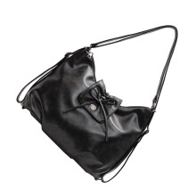 Sac à dos en cuir PU à la mode avec détails d'arcs, sac à -Noir