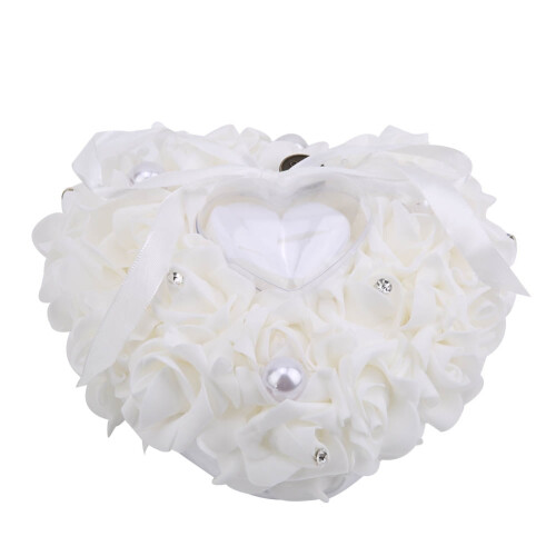 Ring Box Heart-Shaped White Jewelry Pillow 1